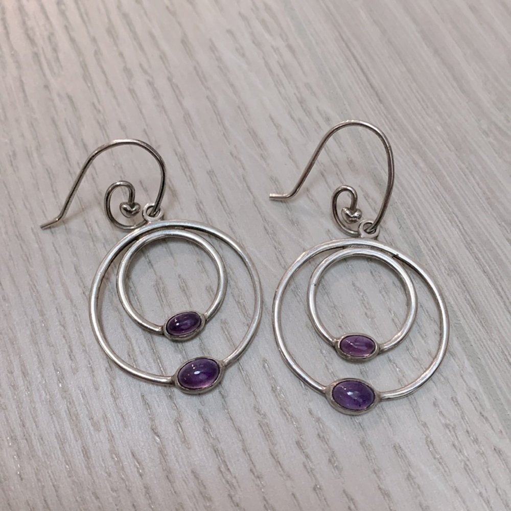 Pandora Amethyst Double Hoop Earring